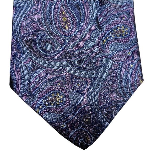 Vintage Brooks Brothers Makers Neck Tie Mens Silk Paisley Made USA Blue Necktie - Picture 7 of 9